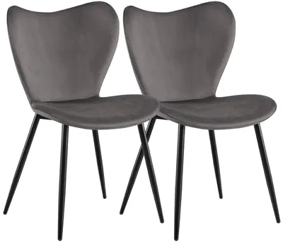 Produktbild von CLP 2er Set Esszimmerstühle Maika gepolstert mit Rückenlehnen belastbar bis 150 kg dunkelgrau Material Samt