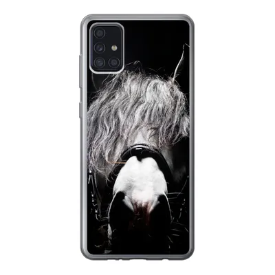 Produktbild von MuchoWow® Handyhülle Schutzhülle Hülle für Samsung Galaxy A52 5G Pferd - Porträt - Schwarz - Weiß Silikon Softcase Handy Hülle - Umschlag