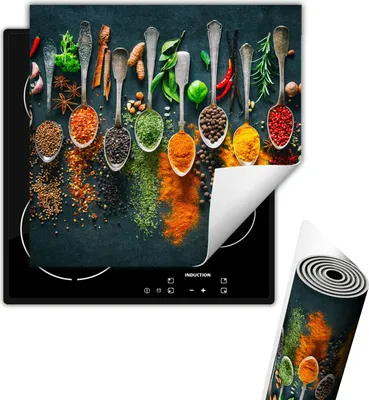 Produktbild von Herdabdeckplattee Glaskeramikkochfeld-Abdeckung 50x52 cm Anti Rutsch Matte Aufrollbar, Gewürze Löffel