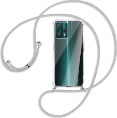 Produktbild von Handykette Backcover-Schutzhülle mit Band (Metall silberfarben) für Realme 9 Pro 5G - silbergrau