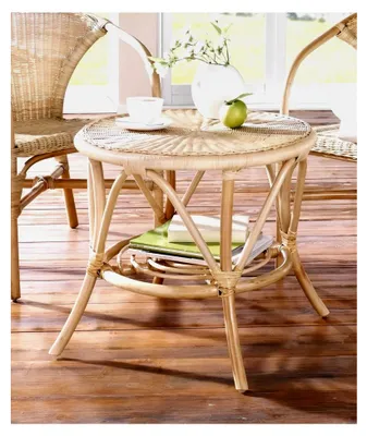 Produktbild von Runder Beistelltisch aus lackiertem Rattan, Ø 62 cm