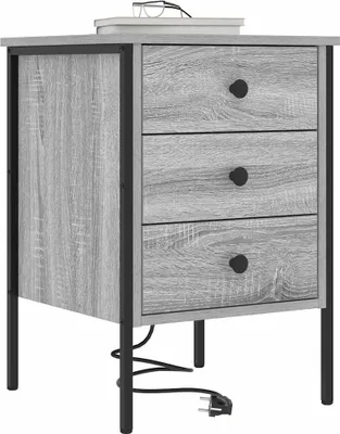 Image de vidaXL Table de chevet, lot de 2, gris Sonoma, 42 x 41 x 61 cm, aggloméré