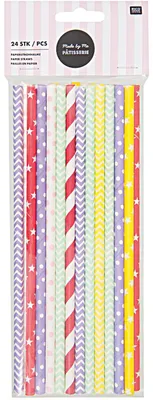 Produktbild von Papierstrohhalme, bunte Muster 24 Stück