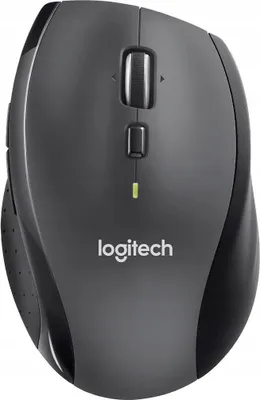 A top-down view of a Logitech wireless mouse.