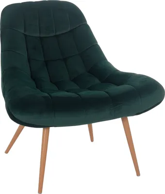 Produktbild von SalesFever Loungesessel mit XXL-Sitzfläche | Bezug Stoff in Samt-Optik | Gestell Metall in Holzoptik | üppige Steppung | B 76 x T 87 x H 86 cm | grün