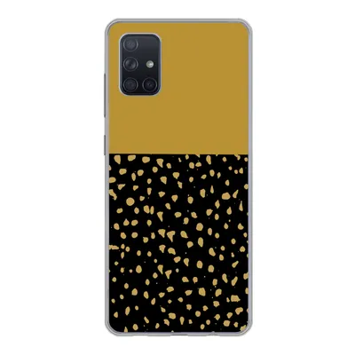 Produktbild von MuchoWow® Handyhülle Schutzhülle Hülle für Samsung Galaxy A71 Polka dots - Ockergelb - Schwarz Silikon Softcase Handy Hülle - Kartenbesitzer