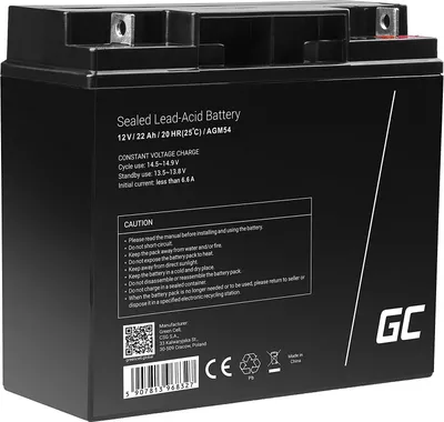 Produktbild von Green Cell® AGM 12V 22Ah Akku VRLA Blei-Batterie Bleiakku Ersatzakku Gelakku Akkubatterie Zyklenfest Unbemann Caravan | Photovoltaik | Rollstuhl | Solarspeicher| Solarbatterie | Solarpanel | Wohnwagen