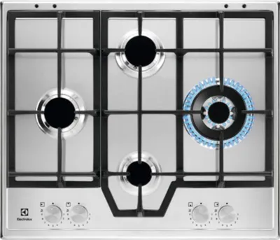 Zdjęcie produktu dla Electrolux KGS64562SX, Stal nierdzewna, Wbudowany, 60 cm, Gaz, Stal nierdzewna, 4 stref(y)