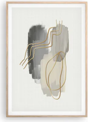Produktbild von Gerahmtes Poster - Rahmen in heller Eiche - Abstraktion Stück Gold - 70x100 cm - Wand Bild - Wanddeko - Wandbilder - Wandposter - Bilderrahmen - Bilder - Kunstdruck - Wandbild - P2NPA70x100-4149
