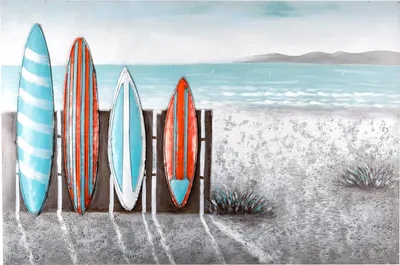 Produktbild von Wandbild Metallbild 3D-Bild Surfboard 120x80x5cm Motivbild