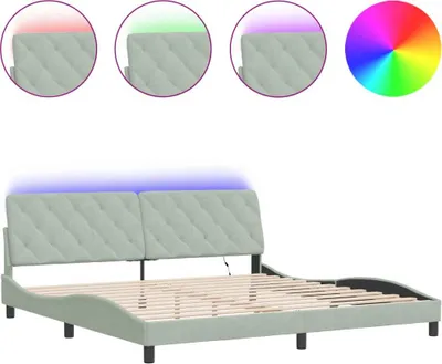 Produktbild von vidaXL Bettgestell mit LED ohne Matratze Hellgrau 200x200 cm Samt