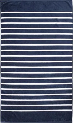 Obrázek produktu pro SCANquilt plážová osuška VELUR pruhy modrobílá 100% bavlna 100 x 180 cm
