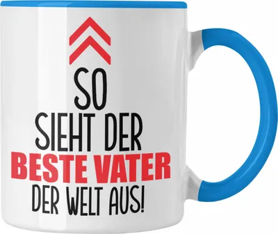 Produktbild von Trendation - Vater Tasse Geschenk Lustiger Spruch So Sieht Der Beste Papa Der Welt Aus Geschenkidee Geburtstag Vatertag (Blau)