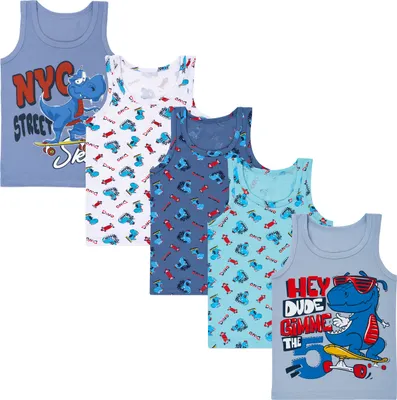 Produktbild von 5er Set Jungen Unterhemden - Dinosaurier - Bunt