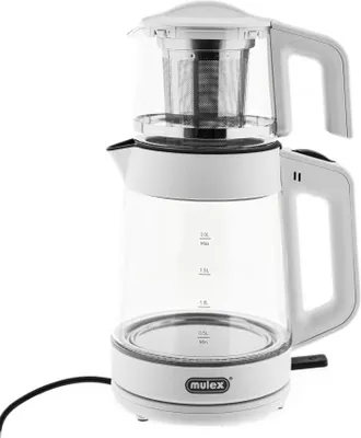 Image de Mulex Tee Express 2-en-1 bouilloire et infuseur à thé en verre - 1 L + 2 L - Blanc