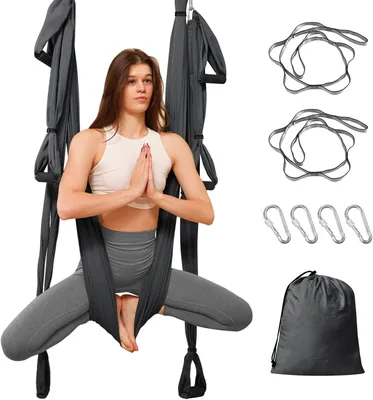 Produktbild von Air Yoga Hängematte Set, Anti-Gravity Yoga, Belastbarkeit 300 kg, Nylon-Taft, für Zuhause
