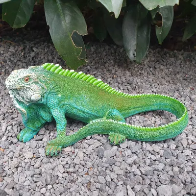 Produktbild von Gartenfigur kleiner grüne Leguan Figur 16 cm