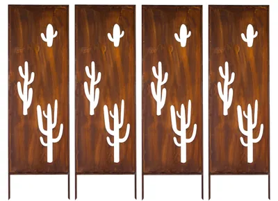 Produktbild von Sichtschutz Metall 4x - 160 x 50 cm - Edelrost - Rostoptik Sichtschutz für Garten - Sichtschutzelement - Sichtschutzwand - Gartendekoration Zaun Rost
