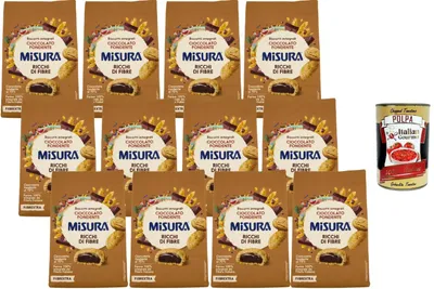 Produktbild von Italian Gourmet - Fibrextra, Vollkornkekse mit Zartbitterschokolade 70% – 12 x 260 g (3,12 kg), Ballaststoffreich, Gefüllte Kekse, Italienische Vollkornkekse + Italian Gourmet Polpa
