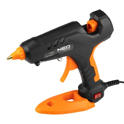 Obrázok produktu pre Lepiaca pištoľ NEO TOOLS s výkonom 60 alebo 100 W, pre 11 mm kartuše, dve pracovné teploty 120 a 190 C, vybavená poistkou, osvetleným spínačom a účinným PTC keramickým ohrievacím systémom