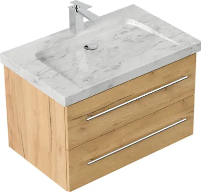 Produktbild von Badmöbel Marmor Carrara White YAMO 75 cm 1 Hahnloch SoftClose in versch. Ausführungen
