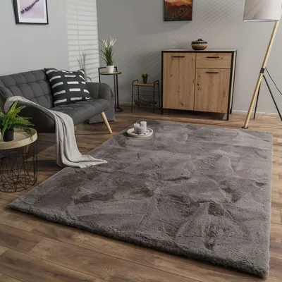 Produktbild von TT Home Wohnzimmer Hochflor Teppich Langflor Soft Kaninchenfell Fell Imitat Weich Größe 200 cm Rund