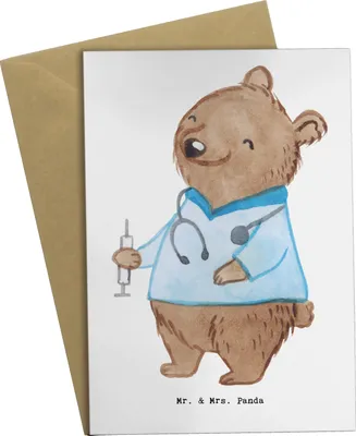 Produktbild von Mr. & Mrs. Panda Glückwunschkarte Anästhesist Herz - Weiß - Geschenk, Grußkarten, Grußkarte, vor Der OP, weihnachtskarten, Studium, Krankenhaus, Anästhesie, neujahrskarte