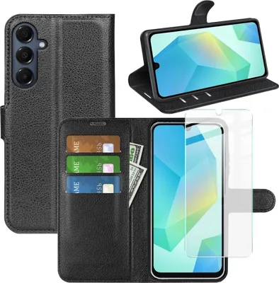 Produktbild von Handyhülle + Schutzglas für Samsung Galaxy A17 5G / 4G Kunstleder Klapptasche