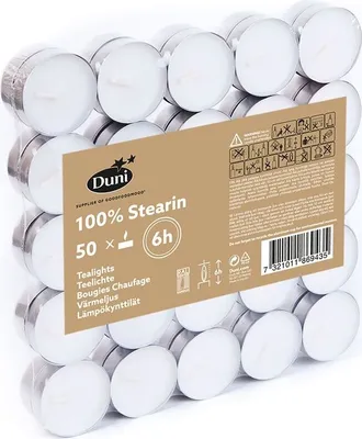 Produktbild von 400x Duni Teelichte, 6 Std. Stearin Ø 39 mm 6 Std. Weiß Stearin