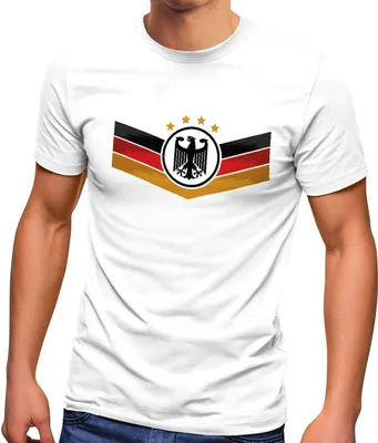 Produktbild von Herren T-Shirt Deutschland Fußball EM 2021 Deutschlandflagge Nationalfahne Wappen Adler Fanshirt Moonworks® weiß XL
