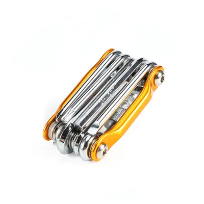 Image de Kit d'outils pour vélo 11 en 1, pliable et doré, outil de réparation multifonctionnel pour les déplacements