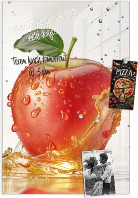 Produktbild von Magnettafel 40x60cm Pinnwand Whiteboard beschreibbar - Spritziger Apfel
