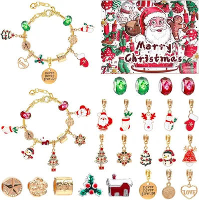 Imagen del producto de Calendario de adviento navideño de 24 días: set navideño artesanal con pulseras