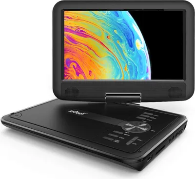 Produktbild von ieGeek 11.5" Tragbarer DVD Player mit 9.5" Schwenkbaren Augenschutzbildschirm CD Player Aufladbare, Schwarz, Haltepunktspeicher, Verschiedene Spiele
