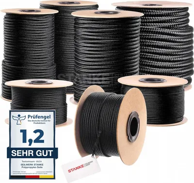 Immagine prodotto di Seilwerk STANKE Corda polipropilene nero 2mm 15m - Spago per orto, per tende, da campeggio - Corda resistente per esterno ai raggi UV