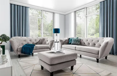 Produktbild von Sofaset Designersofas CHARLOTTE 3-2-1 in Stoff Matt Velvet Cappuccino