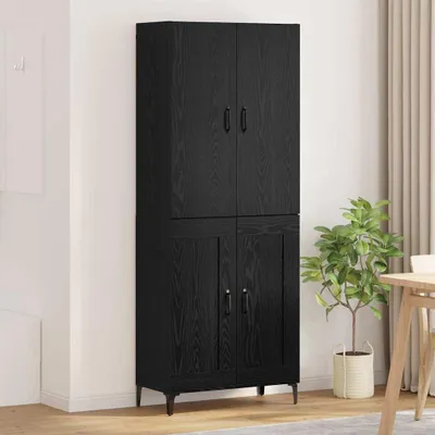 Productafbeelding van vidaXL Hoge kast, zwart, eikenlook, 69,5 x 34 x 180 cm, houtvezel