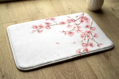 Produktbild von Badteppich Saugfähige - Badezimmer Teppich - Rutschfester Badvorleger Badematte - 75x45 cm - Japanische Blumen