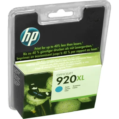 Produktbild von HP 920XL Cyan Original Druckerpatrone mit hoher Reichweite, Hohe (XL-) Ausbeute, Cyan, Tinte auf Farbstoffbasis, 1 Stück(e), 700 Seiten
