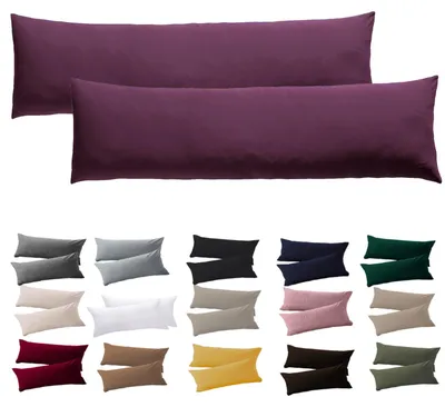 Produktbild von Kissenbezug für Seitenschläfer, 40 x 145 cm – 2er-Set lila Kissenbezüge mit Reißverschluss. 100 % Mikrofaser, strapazierfähig und hypoallergen.