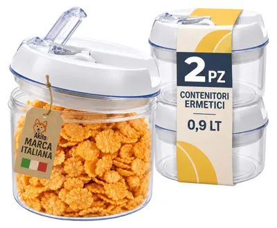 Immagine prodotto di Akitaink Set 2 Contenitori Ermetici Rotondi 900 ml in Plastica