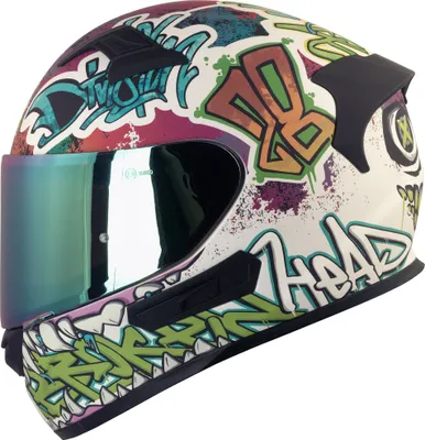 Produktbild von Broken Head Integralhelm InYourFace Weiss Matt + Iridium Visier : S (55-56 cm) Größe: S (55-56 cm)