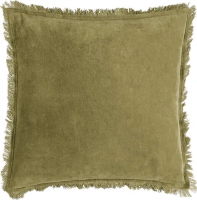 Produktbild von Yard - Fransen - Kissenhülle "Jaye", Samt RV3508 (45 cm x 45 cm) (Moosgrün)
