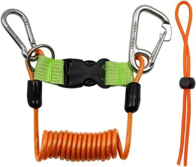 Obrázek produktu pro Oranžový karabinařský řetěz z nerezové oceli pro lezení v přírodě s karabinou a rychloupínacím mechanismem