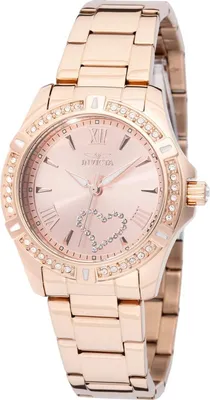 Produktbild von Invicta Angel 49843 Damenarmbanduhr - Quarzwerk - Edelstahl mit Roségoldenem Zifferblatt - 34 mm