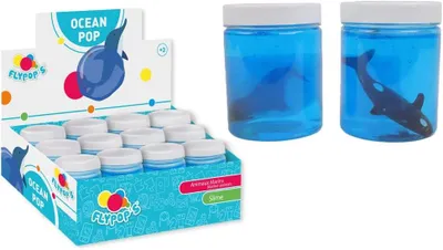 Productafbeelding van Pakket van 12 potten slime met zee dieren - 031072PA - Blauw - Kinderspeelgoed - Verrassing - Kleverige Pasta - Cadeau