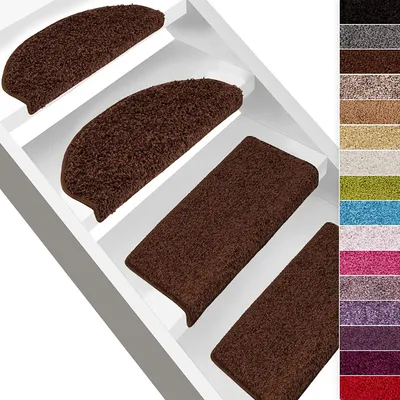 Produktbild von Shaggy-Stufenmatte Barcelona Dunkelbraun 92 Halbrund 23,5 x 65 cm
