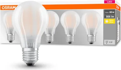 Produktbild von 20 x Osram LED Filament Leuchtmittel Birne A60 7W = 60W E27 matt 806lm warmweiß 2700K