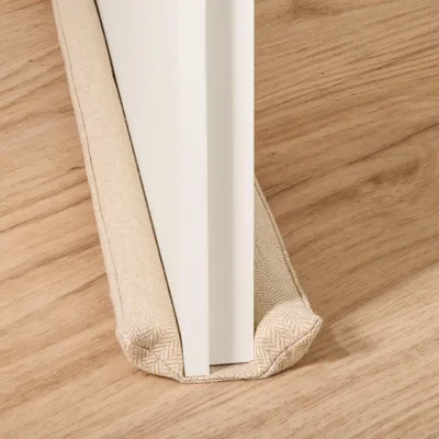 Obrázok produktu pre Zábrana proti prievanu na dvere 70-100 cm Umývateľná tkanina - Úspora energie - Tkanina, nevhodná na koberce - Vrátane úložného vrecka - Béžová