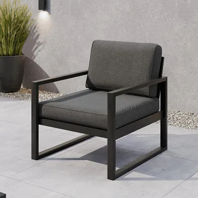 Produktbild von BEAUTYSOFA Gartensessel STELLA – Loungesessel für Balkon, Terrasse & Garten, Wasserabweisender Stoff, Moderne Gartenmöbel Dunkelgrau Patio Base 6